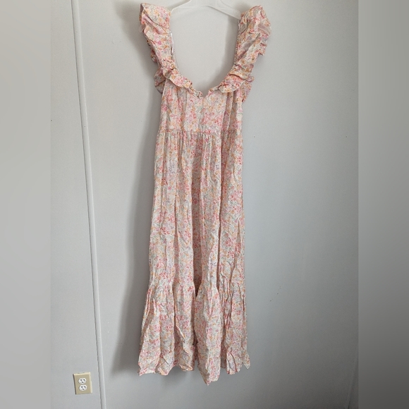 H&M Long And Flared Dress Sleeveless Open Back Maxi Floral Size Large - Picture 4 of 8